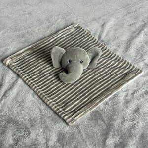 Lila and Jack Gray White Stripe Elephant Baby Blanket Security Lovey 11 x 12 In